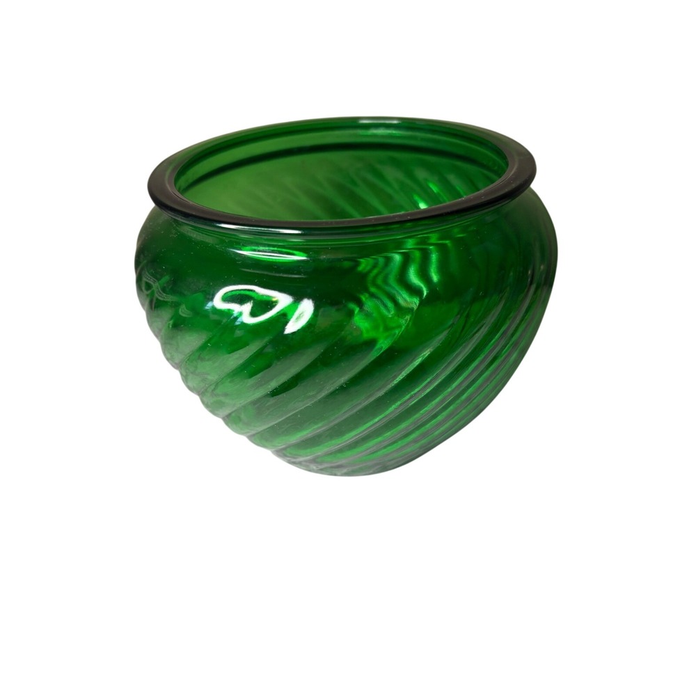 Vintage EO Brody Co Emerald Green Glass Swirl Crinkle Vase Cleveland OH G103